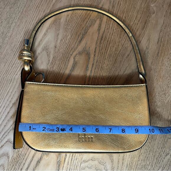 Behno New York Ina Mini Pouchette Metallic Gold Leather Shoulder Bag - Picture 7 of 10
